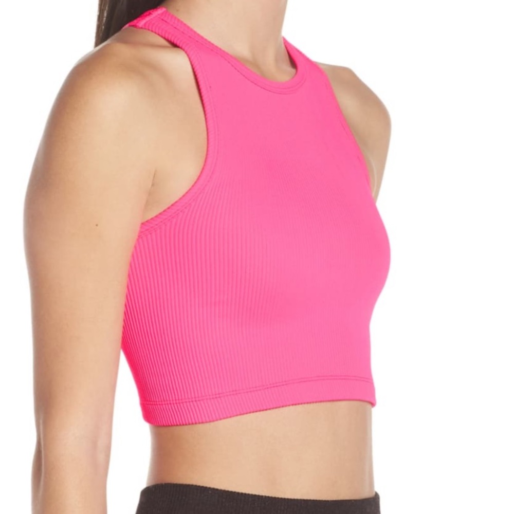 NWT Free People Seamless ribbed Pink Crop tank - Picture 1 of 6